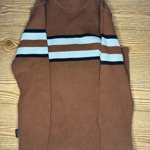 Woman’s sweater new look size 1x brown with white and blue stripes